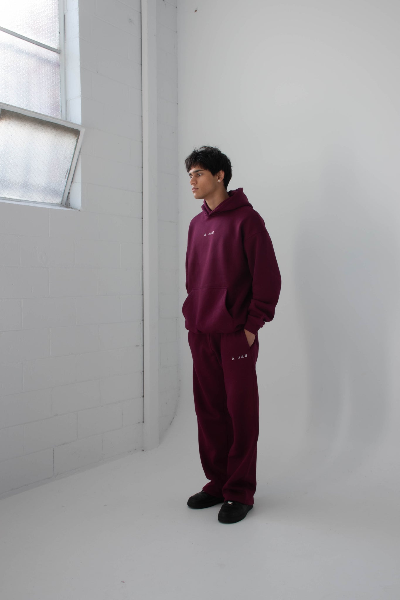 Stained Hoodie | Burgundy
